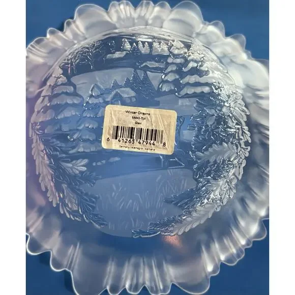 MIKASA 10.5” Frosted Glass Bowl Celebrations Winter Dreams Collection NIB - Picture 12 of 15